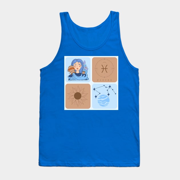 Hand Drawn Pattern Aquarius Zodiac Art Tank Top by i am Cuta